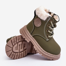Zilelone Marialee Bottes Trapper zippées pour enfants en peau de mouton vert 1
