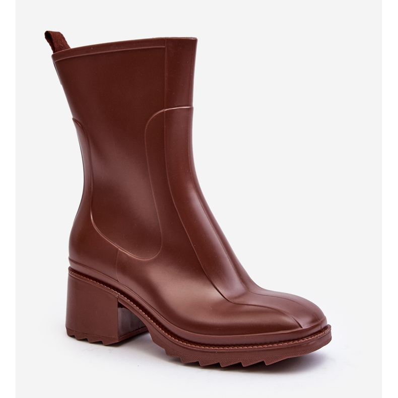 Bottes en caoutchouc mates à talons hauts pour femmes, marron Bertaida brun 1