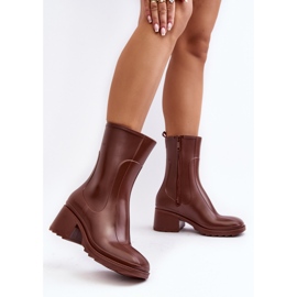 Bottes en caoutchouc mates à talons hauts pour femmes, marron Bertaida brun 3