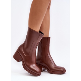 Bottes en caoutchouc mates à talons hauts pour femmes, marron Bertaida brun 2