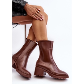 Bottes en caoutchouc mates à talons hauts pour femmes, marron Bertaida brun 7