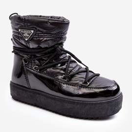 Bottes De Neige Plateforme À Laçage Femme Noir Fleure 1