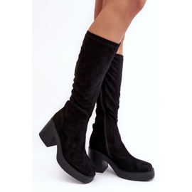 S.Barski Cuissardes pour femmes sur un talon haut massif D&A SN622-10A Noir le noir 1 S.Barski Cuissardes pour femmes sur un talon haut massif D&A SN622-10A Noir le noir 1