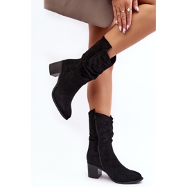 Bottes isolées pour femmes avec tige froncée sur talon haut, noir Shavy 2
