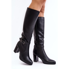 Sergio Leone Bottines à Talons Hauts et Boucle pour Femme, Noir Chaud Sendilia le noir 1