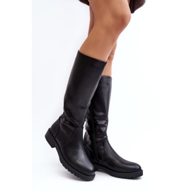 Sergio Leone Bottes isolées à talons plats pour femme, noir Evelio le noir 1