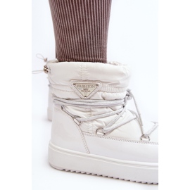 Bottes de neige à plateforme et laçage pour femme, Fleure blanche 1