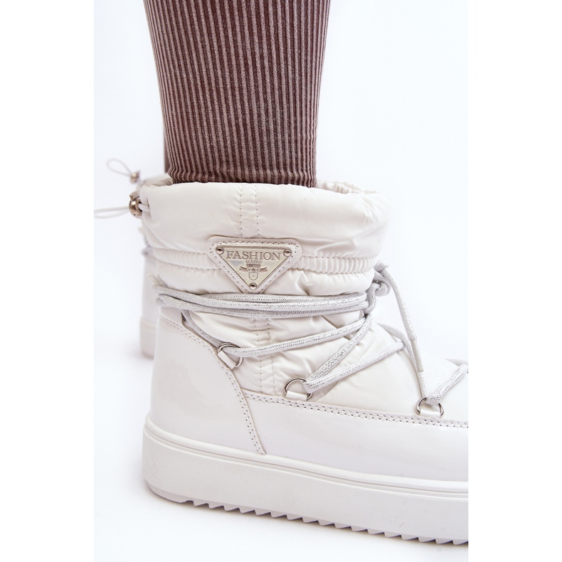 Bottes de neige à plateforme et laçage pour femme, Fleure blanche 1