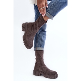 Bottes Slip-On Workers À Talons Plats Gris Divella 3