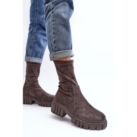 Bottes Slip-On Workers À Talons Plats Gris Divella 4