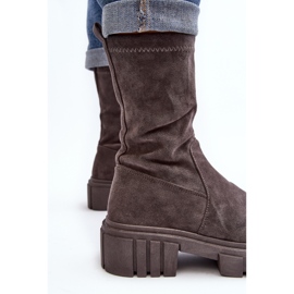 Bottes Slip-On Workers À Talons Plats Gris Divella 5