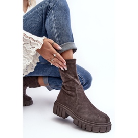 Bottes Slip-On Workers À Talons Plats Gris Divella 6