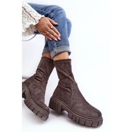Bottes Slip-On Workers À Talons Plats Gris Divella 7