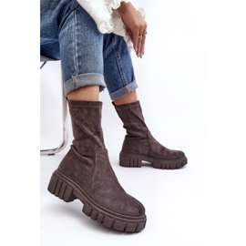 Bottes Slip-On Workers À Talons Plats Gris Divella 8