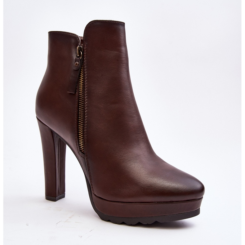 Bottines à talons hauts Inezma marron avec fermetures éclair brun 1