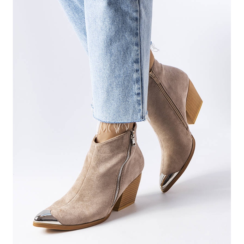 Santiags à bout métallique beige Vergne 1