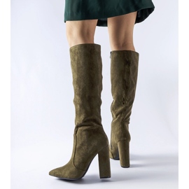 Bottines à talons vertes de chez Cinq-Mars 1