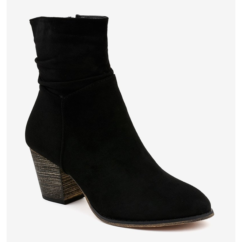 Bottines en daim noir sur le poteau LY69 le noir 1