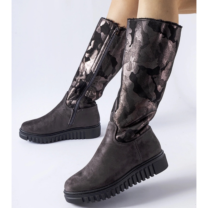 Bottes camouflage isolées grises avec éco-daim Piazzolla 1