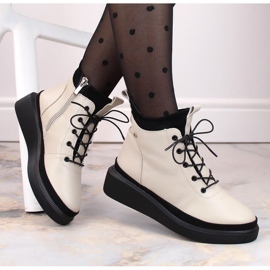Filippo W PAW482 bottes plateforme isolées en cuir beige blanc 2