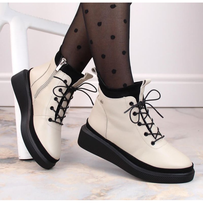 Filippo W PAW482 bottes plateforme isolées en cuir beige blanc 2