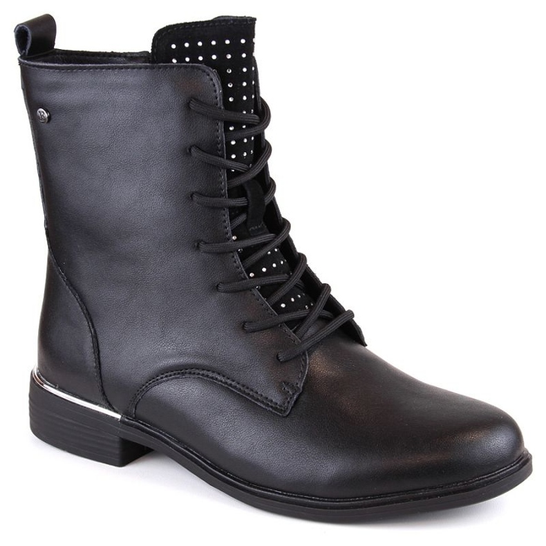 Bottines en cuir avec zircons, isolées par Filippo W PAW486, noir 1