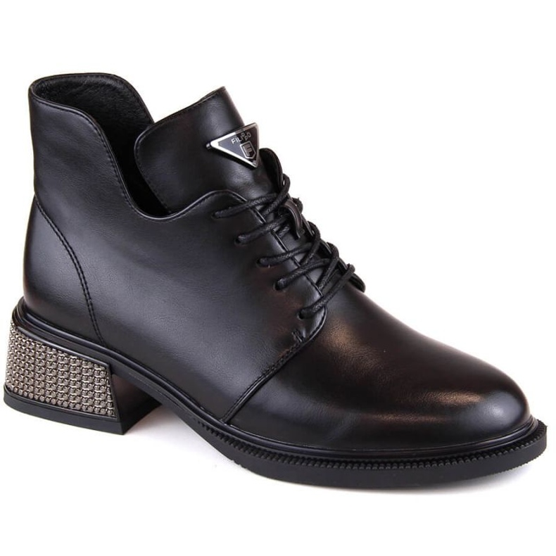 Filippo W PAW496 bottines isolées noires avec talon décoratif 1