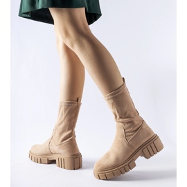 Bottines à enfiler en éco-daim Montefusco beiges 2