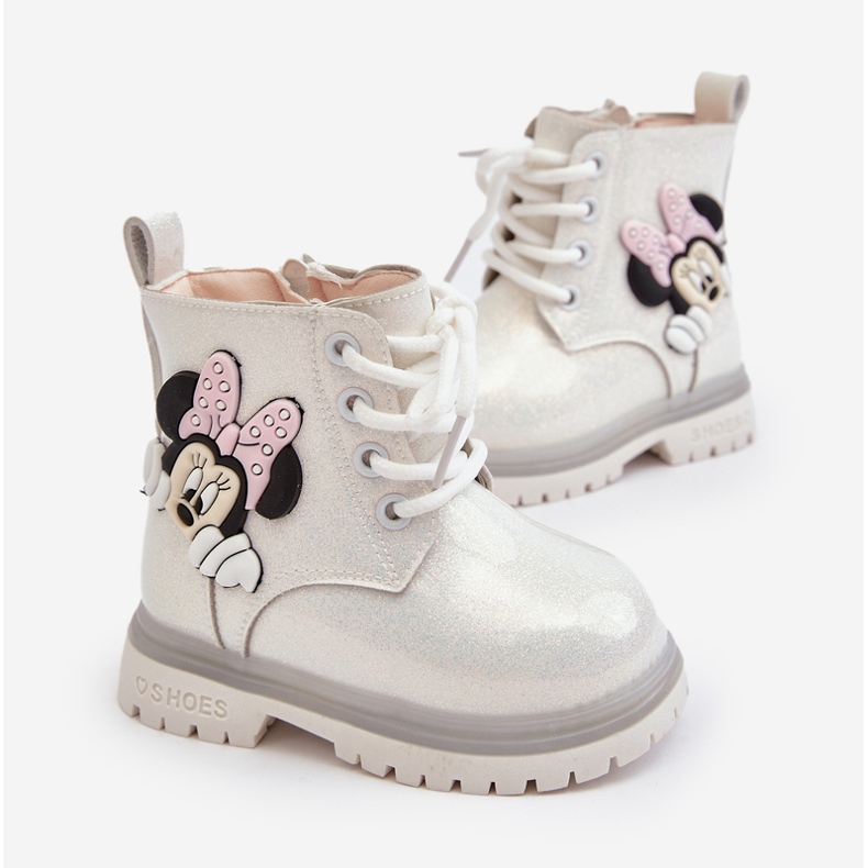 Bottes chaudes Minnie Mouse pour enfants, blanches, Tarmi 1