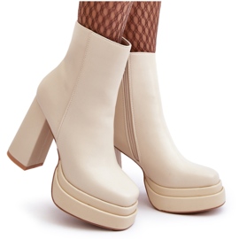 Sweet Shoes Bottines pour femmes à talon haut et plateforme, Sandstra beige clair 4