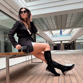 Olivier Bottines ajourées femme Fleurs noires le noir 4