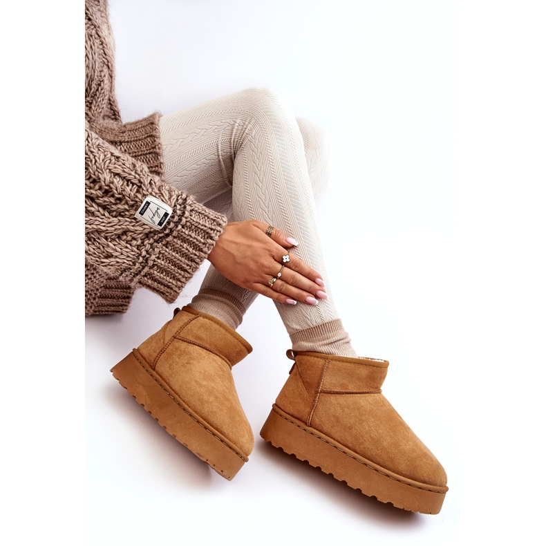 Bottes de neige à plateforme pour femmes isolées avec fourrure Camel Xamella brun 3