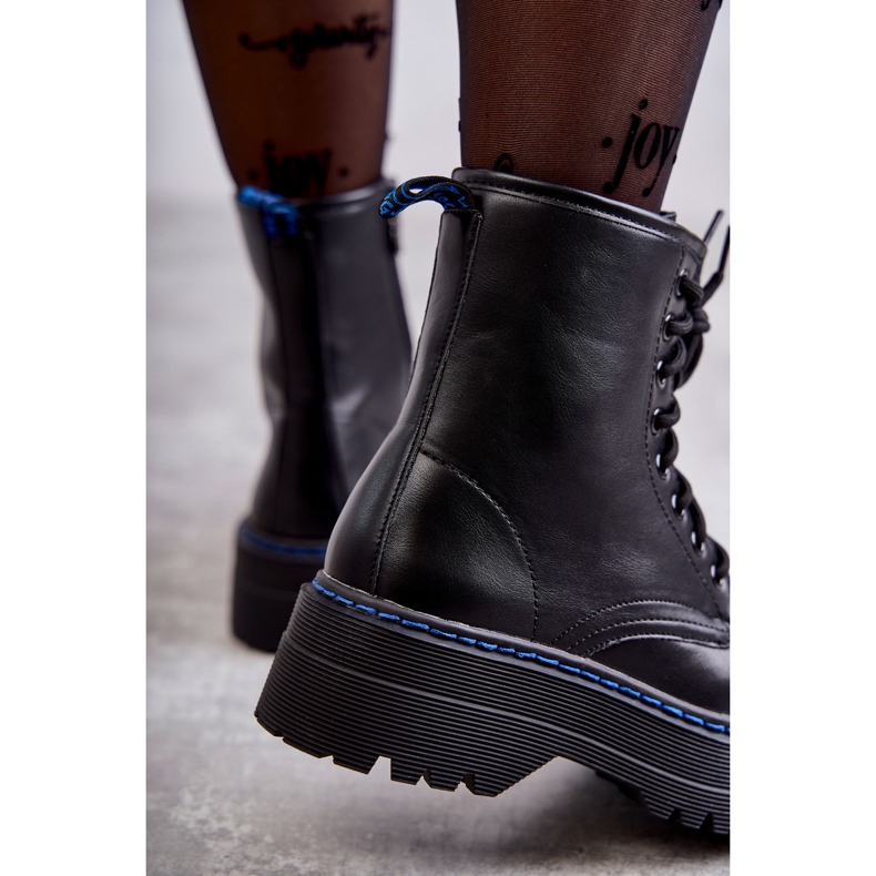 Bottes à lacets pour femmes, bottes noires le noir 1