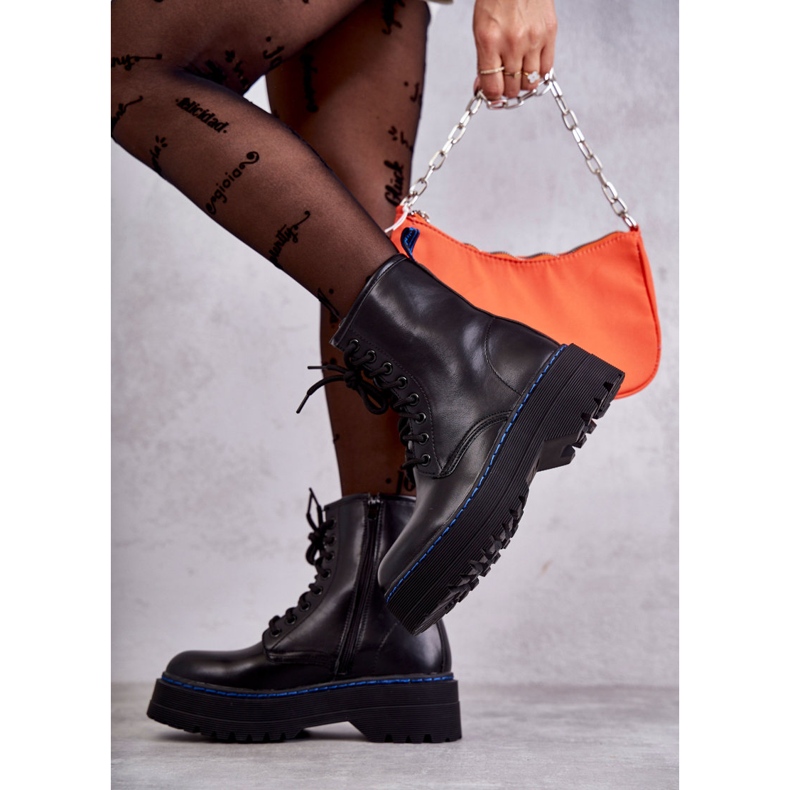 Bottes à lacets pour femmes, bottes noires le noir 2