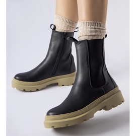 Bottines en Georgette noires à semelle olive 1