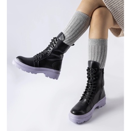 Baskets noires à semelle Quennie colorée 1