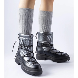 Bottes de neige Eagleville noires et grises avec revers 1