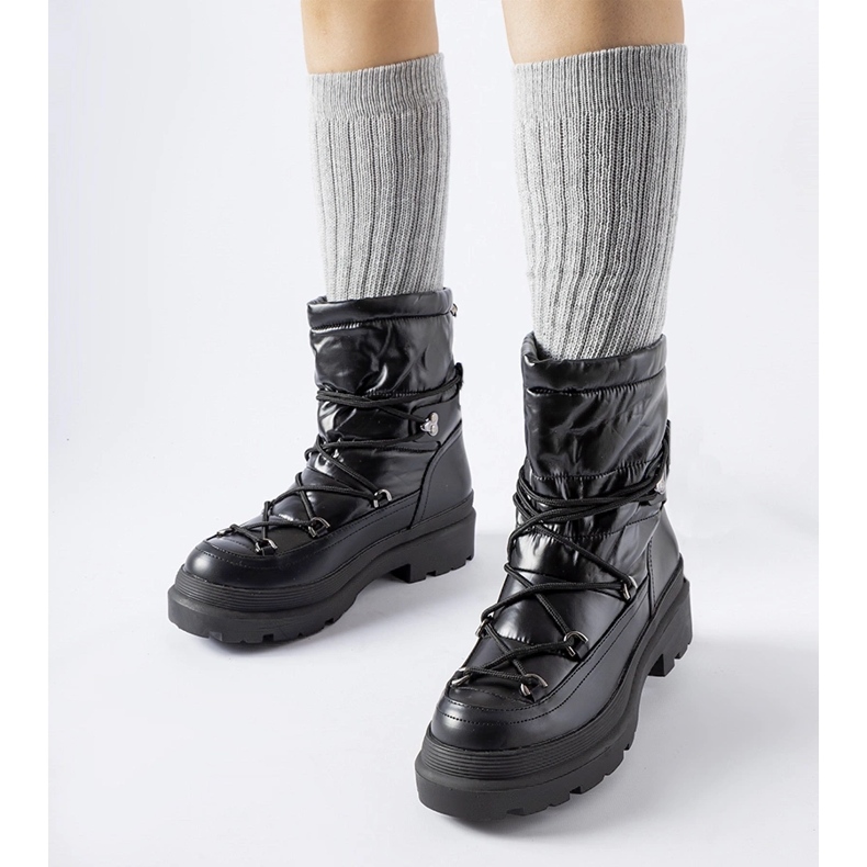 Boots de neige noires avec revers Eagleville le noir 1