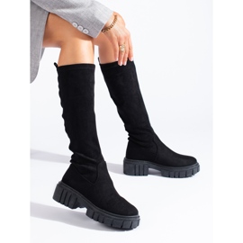 Bottines à enfiler en daim noir Shelovet le noir 1