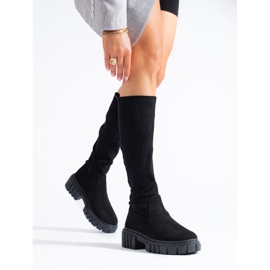 Bottines à enfiler en daim noir Shelovet le noir 2
