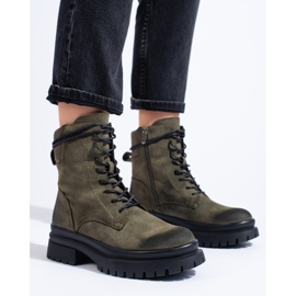 Bottines workwear femme Shelovet vert foncé 1 Bottines workwear femme Shelovet vert foncé 1