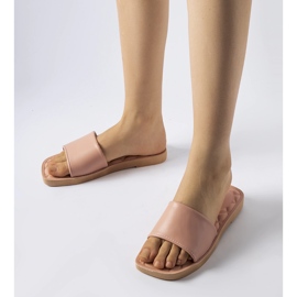 Tongs Chatigny en caoutchouc rose blanc 1