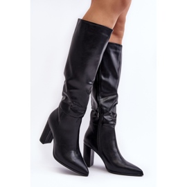 Bottes mi-hautes pour femmes à talons hauts noires Fiminna le noir 1 Bottes mi-hautes pour femmes à talons hauts noires Fiminna le noir 1