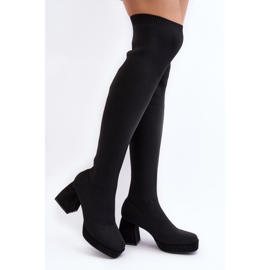 Cuissardes à plateforme et talon haut pour femme, noir Manaliis 1