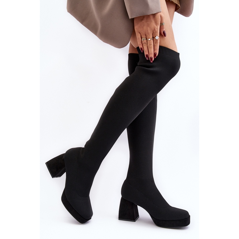 Cuissardes à plateforme et talon haut pour femme, noir Manaliis 2