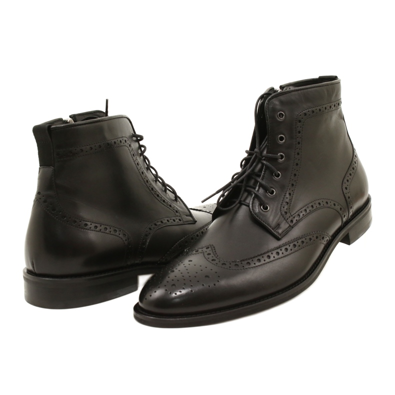 Bottines Brogs homme, noires, à lacets Pilpol PW6037 4
