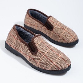 Chaussons confortables pour hommes marron de Shelovet brun 1