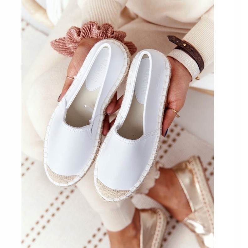 Espadrilles En Cuir Sur Une Semelle Tressée Big Star HH274506 Blanc 5