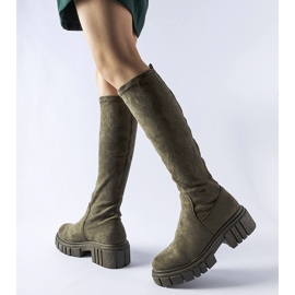Bottes longues en daim vertes par Donnino 2