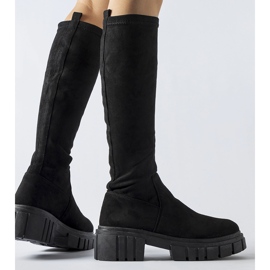 Bottes longues en daim noires par Donnino 1